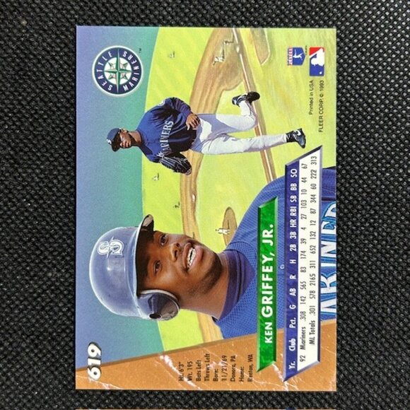 1993 Fleer Ultra #619 Ken Griffey Jr. Baseball Card Seattle Mariners HOF - Picture 2 of 2